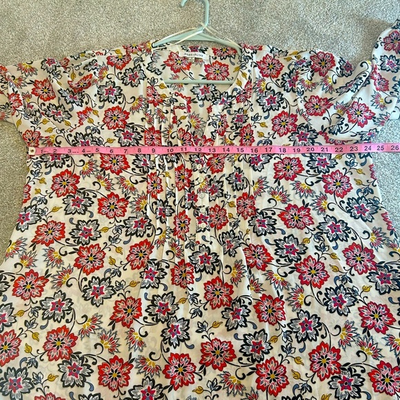 Rose & Olive by Anthropology V-Neck 3/4 Sleeve Floral Blouse Size 1X - Picture 4 of 9